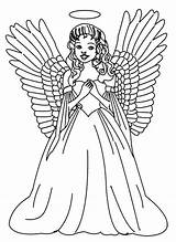 Angel Coloring Pages Christmas Girl Angels Stitch Print Adults Printable Color Kids Tattoo Boy Fashion Printables Colouring Sheets Tree Female sketch template
