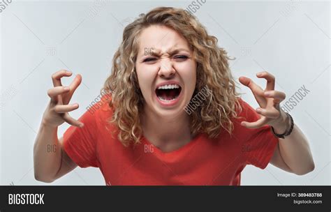 angry blonde woman image and photo free trial bigstock