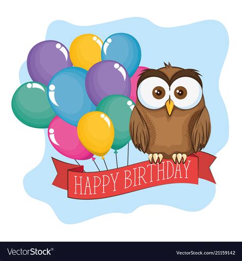 owl birthday card birthday card  owls royalty  vector image