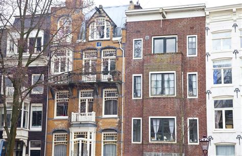 view  typical dutch houses  amsterdam  netherlands stock photo  gigra