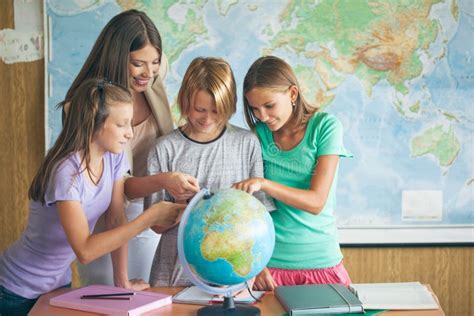 students   geography lesson stock image image