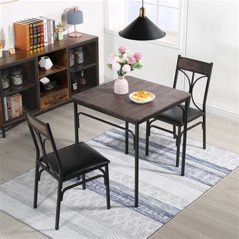 vecelo  piece dining set kitchen bistro table  chairs rustic