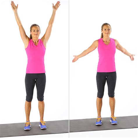 overhead arm circles  moves  minutes  quick cardio warmup