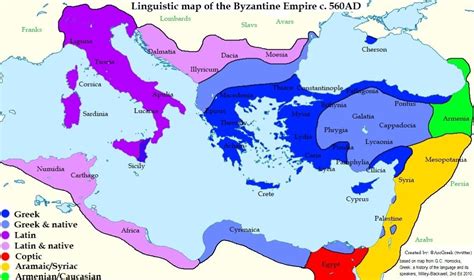 linguistic map   byzantine empire  ad  rmapporn