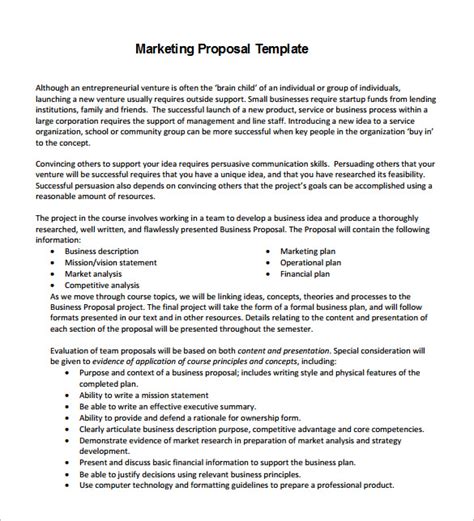 marketing proposal template   word excel  format