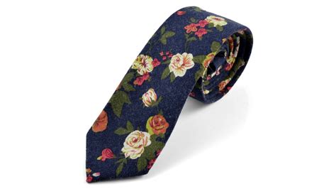 blauwe stropdas met bloemmotief gratis verzending tailor toki