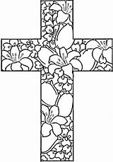 Coloring Cross Easter Pages Religious Printable Flowers Adult Jesus Color Kids Catholic Adults Bible Red Christian Colouring Crosses Sheets Mandala sketch template