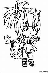 Gacha Coloring Life Pages Girl Club Dragon Horns Print Pair Wonder Tail Popular Unique Collection sketch template