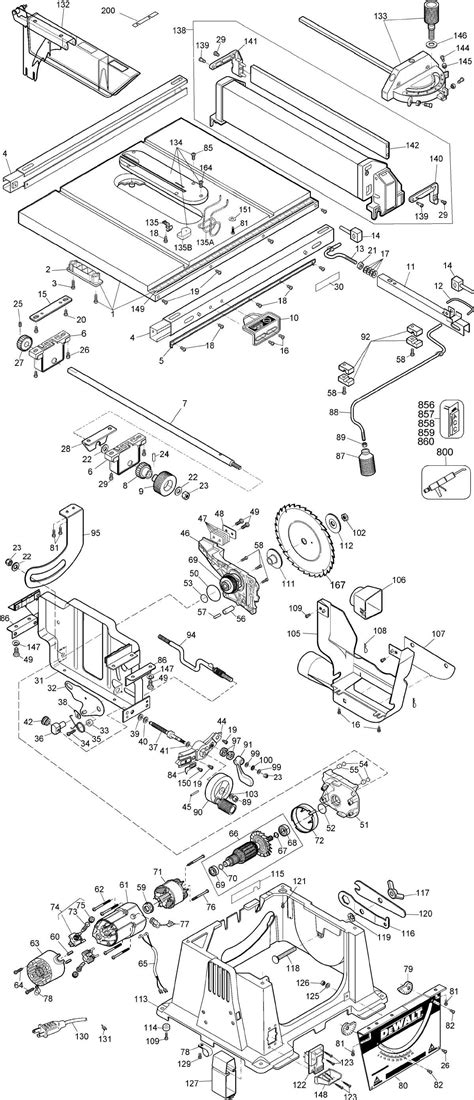 dewalt dwtype jobsite tablesaw model schematic parts diagram toolbarncom