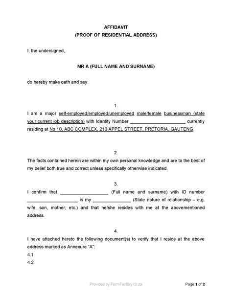proof  residency letter  landlord template