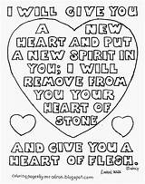Heart Coloring Pages Kids Give Will Ezekiel Bible Sunday School 36 26 Sheets Activities Colouring Color Verse Stone Adron Mr sketch template