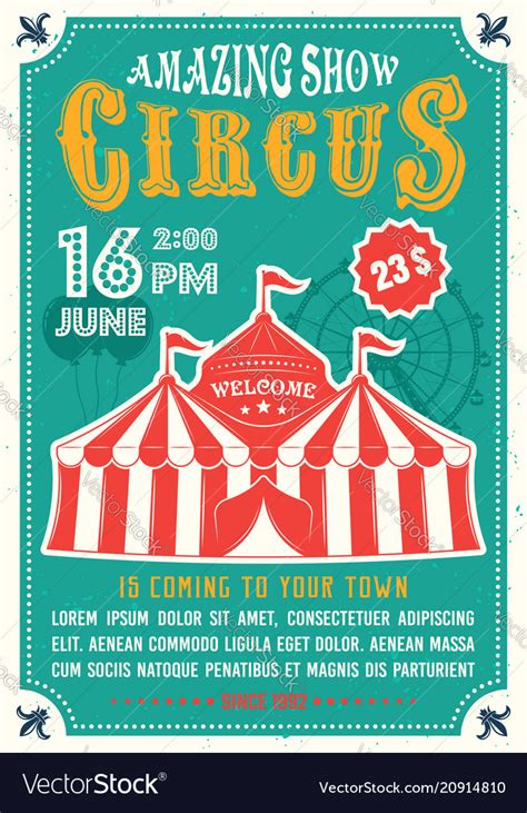 circus amazing show colored poster  flat style vector image