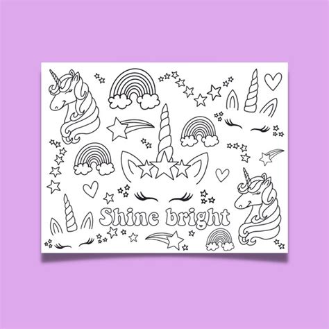 coloring page unicorn printable kids coloring pages unicorn etsy