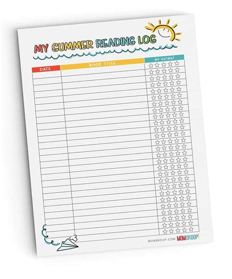 printable reading log summer reading log kids summer reading