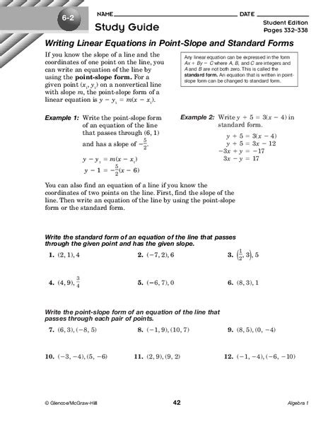 writing linear equations worksheet   grade lesson planet