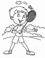 Badminton Coloring Player Pages Kids sketch template