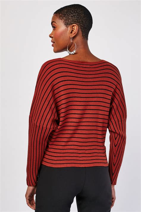 striped rib knitted sweater