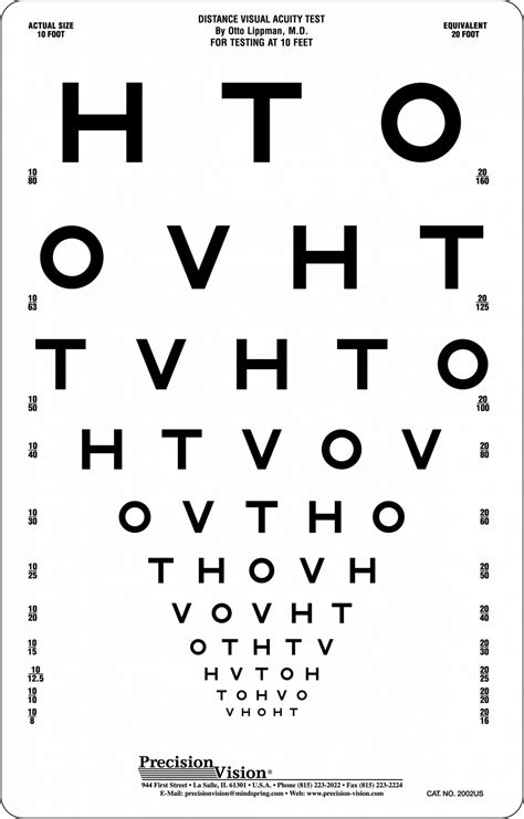 hotv visual acuity chart ft precision vision