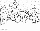 December Coloring Pages Month Simple Print sketch template