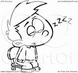 Awake Trying Stay Clipart Outlined Exhausted Santa Boy Illustration Royalty Toonaday Vector Leishman Ron sketch template