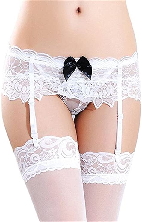mismxc women s 3 pieces lace garter belt stockings sets