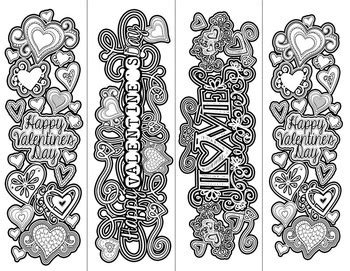 valentines day coloring bookmarks  tracee orman tpt