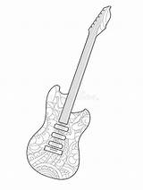 Guitar Coloring Adults Book Illustration Instrument Musical Vector Stress Anti Raster Adult Dreamstime Illustrations Vectors Clipart sketch template