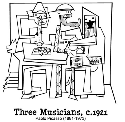 picasso  musicians masterpieces adult coloring pages
