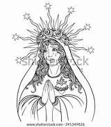 Mary Virgin Heart Vector Blessed Immaculate Lady Sorrow Heaven Queen Coloring Devotion Book Vectors Search Shutterstock Isolated Adults Illustration Stock sketch template