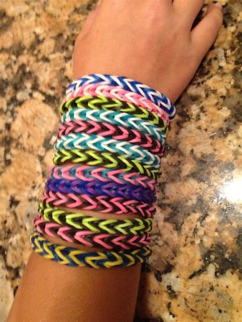 these colorful rubber bands are made to make bracelets like these musely