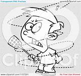 Pesty Swat Trying Fly Outlined Coloring Clipart Cartoon Vector Toonaday sketch template