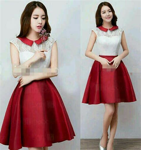 jual pakaian wanita mini dress nevara merah cantik style modis murah