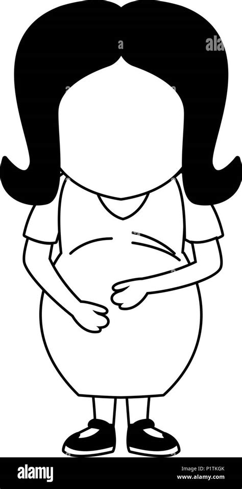 Cute Pregnant Mom In Black And White Stock Vector Image And Art Alamy