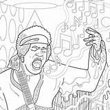 Woodstock Hendrix Jimi Psychadelic sketch template