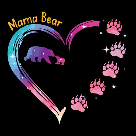 Mama Bear Heart Bear Paws Mothers Day Svg Mothers Day Svg Etsy