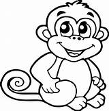 Monkey Coloring Cartoon Smile Pages Drawing Baby Cute Kids Wecoloringpage sketch template