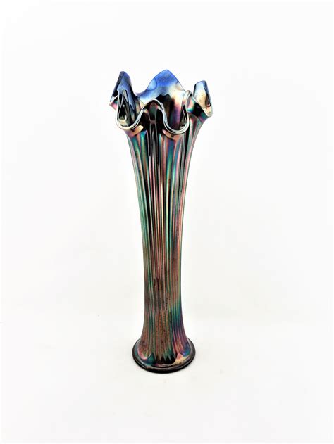 Fenton Blue Carnival Glass Vase Louiskowa