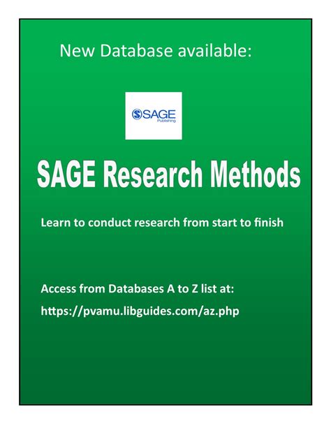 New Database Available Sage Research Methods Library