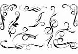 Swirls Vector Elegant Swirl Flourishes Lines Vectors Pack Victorian Ornament Swirly Clipart Graphics Drawing Ornaments Small Dividers sketch template
