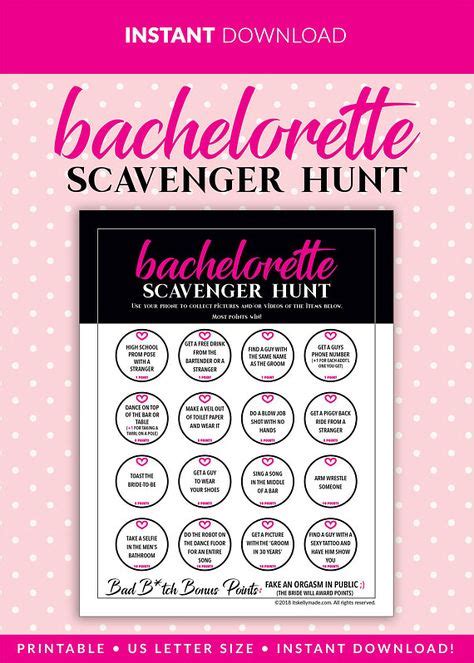 bachelorette party scavenger hunt instant download printable game