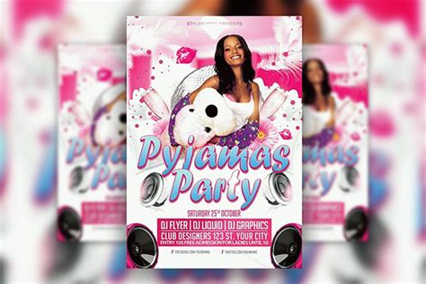 playful cute pajamas party flyer template  resource boy
