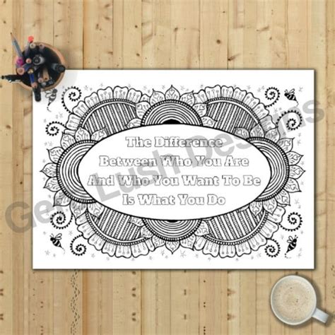 mindfulness colouring poster  adults  motivational quote