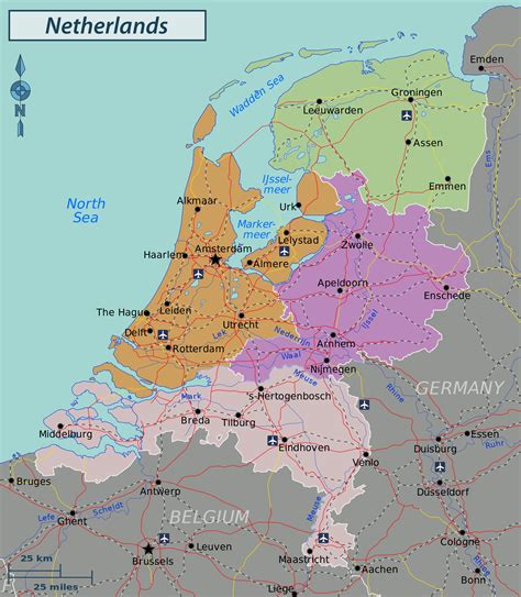 large detailed administrative  road map  netherlands holland