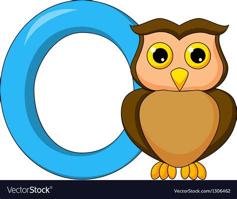 alphabet   owl cartoon royalty  vector image