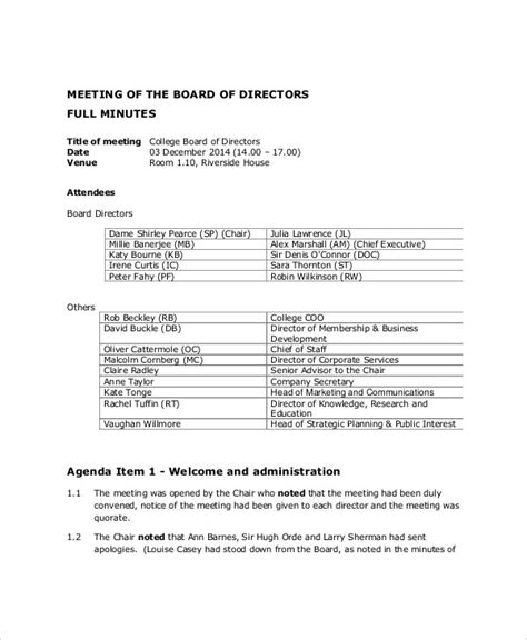 board  directors agenda template hq template documents