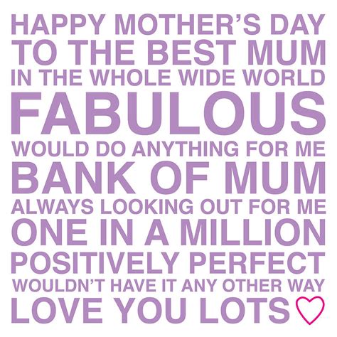 mothers day sentiments card  megan claire notonthehighstreetcom