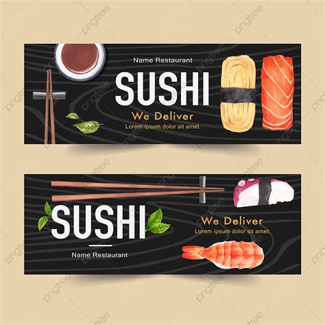 gambar ilustrasi set sushi  spanduk templat   gratis