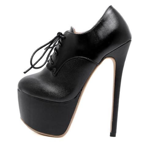 black lace  oxfords platforms stiletto super high heels