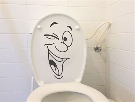 Funny Decal Winking Face Bathroom Decal Toilet Seat Decal Wall Sticker