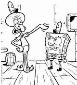 Spongebob Squidward Coloring Pages Squarepants sketch template
